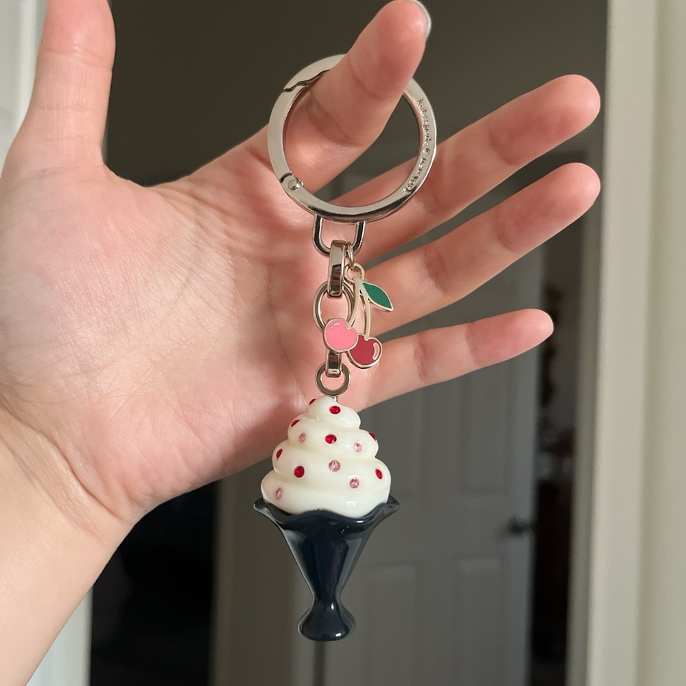 Kate Spade Dancing Cherries Ice Cream Sundae Keychain